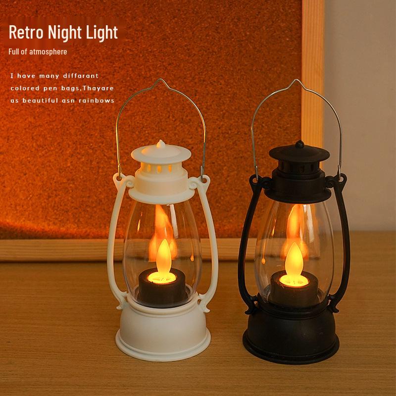 Retro Swing LED Candle Hurricane Lamp - Bedside Night Light & Decorative Atmosphere Ornament