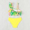 Nieuw Kinder Schuin Schouderband Split Zwempak Meisjes Geprint Sneldrogend Ademend Bikini Zwemkleding