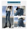Women's Fleece-Lined High-Waisted Skinny Jeans: Slim-Fit, Warm, Thick, Elastic Pencil Pants for Winter Outings.