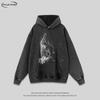 Moletom Hip Hop Oversized Masculino Algodão Lavado Vintage Manga Longa Streetwear