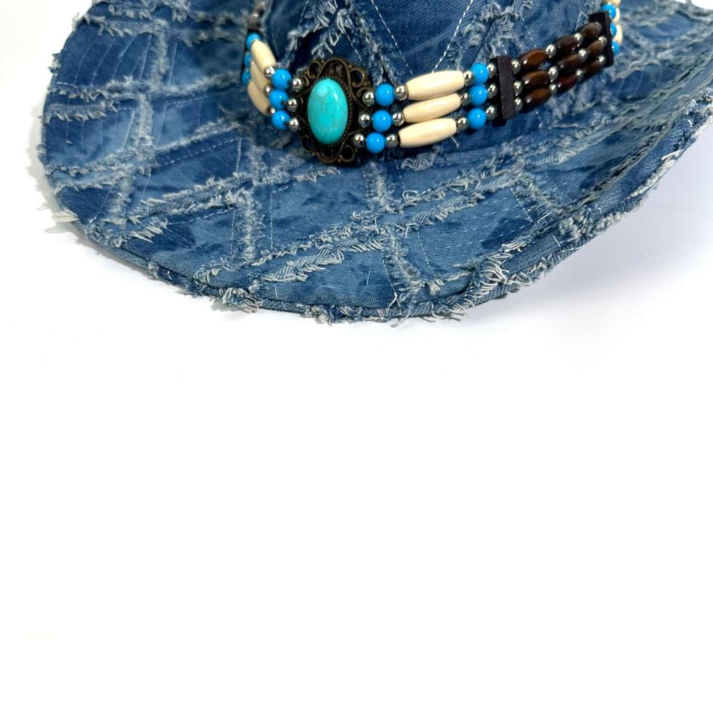 Western Cowboy Hat European and American Old Fringed Jazz Top Hat Farm Shading UV Protection Knight Hat Women