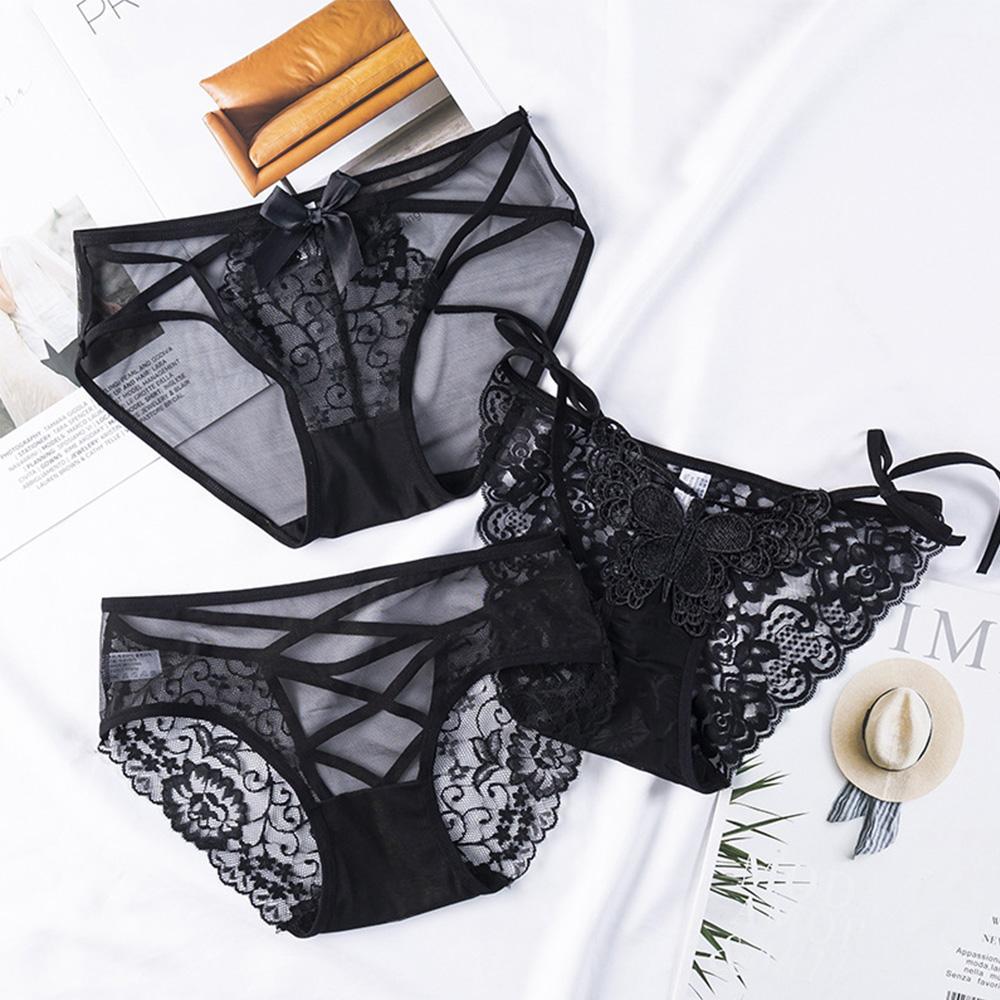 Thin Fashion Mesh Lace Low waist Transparent Briefs Lingerie Sexy Lace Panties