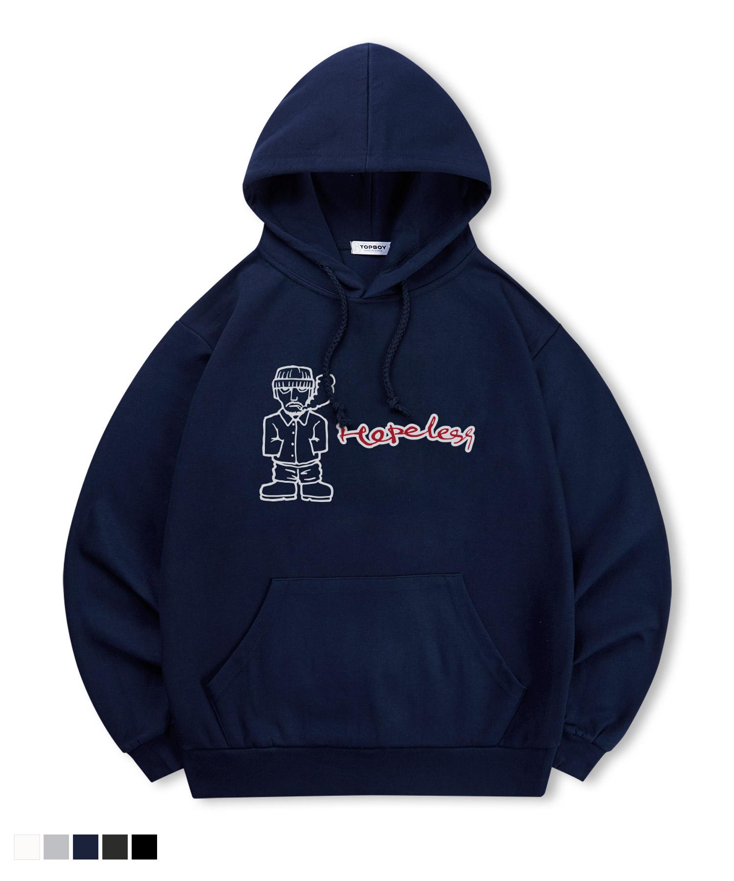 Top Boy [Non-Fleece Or Fleece-Lined] Leon Print Hooded Sweatshirt (Type C) (Fleece-Lined) Black Pth1015/Xl