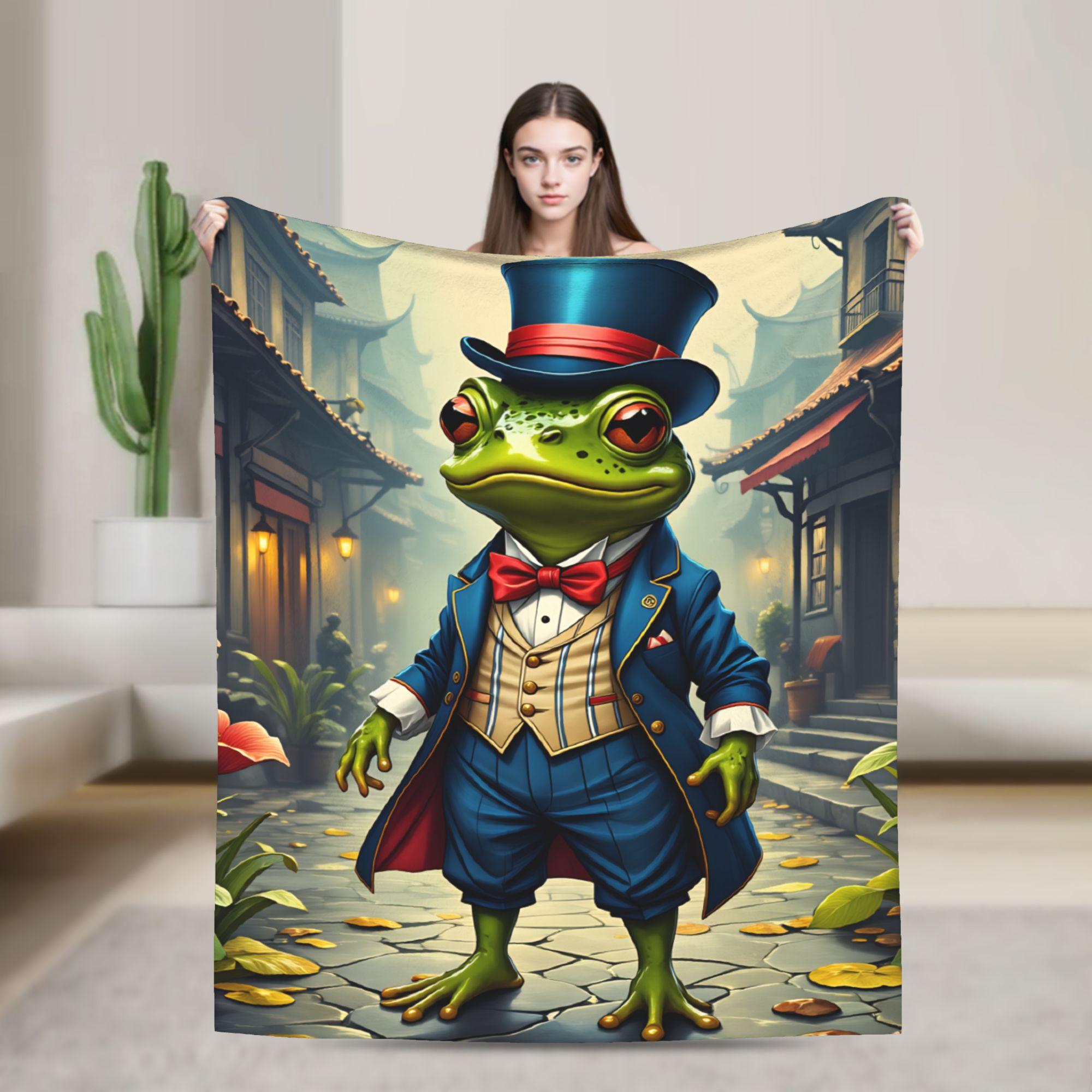 

Фланелевое одеяло Gentleman Frog, зимнее теплое мягкое постельное белье для детей и взрослых, дивана и кровати, оригинальное покрывало для дивана и кровати. 75x90cm