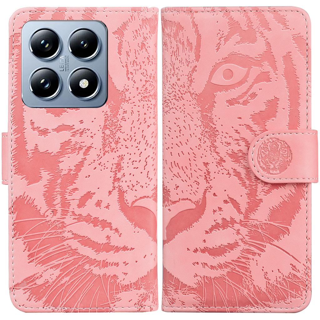 For Xiaomi 14T Case Tiger Imprint Leather Wallet Phone Cover