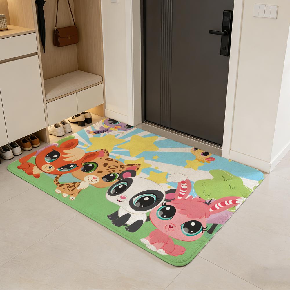 

toy L-Littlest Pet Shop Floor Mat Flannel Door Mat Non-Slip Absorbent Washable Indoor Home Rug 40x60cm