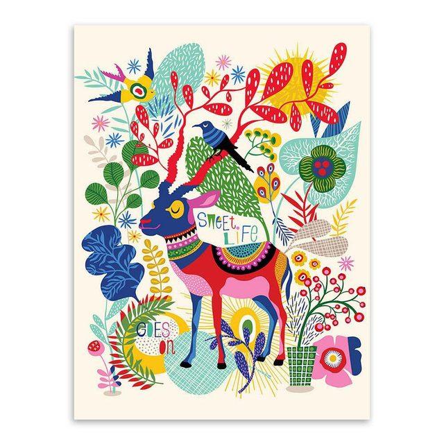 Nordic Modern Minimalist Paintings Hipster Cute Animal Alpaca Frameless Painting Decorative Painting Cuadros Decoracion Salon