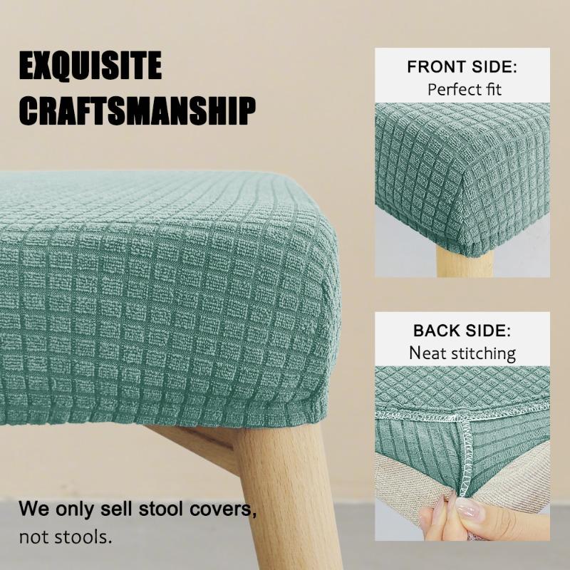 Stool Covers 1-Pack Elastic Square Chair Slipcover Removable Washable Dust Protector Dressing Stool Ottoman Bench Seat Cover