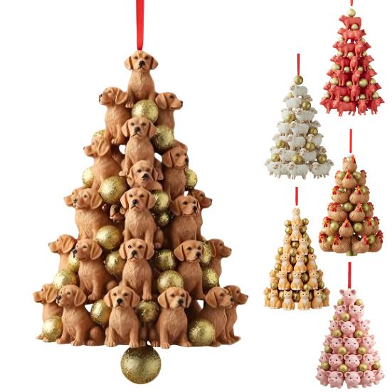 Stacking Animal Pendant Animal Christmas Tree Pendant 2D Acrylic Hanging Decoration for Xmas Tree Backpack Keychain Car