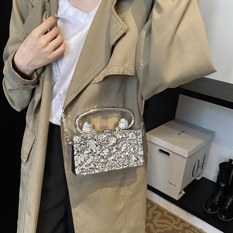 Fashion niche acrylic candy color women's box bag 25 spring new ice crack commuter shoulder messenger bag