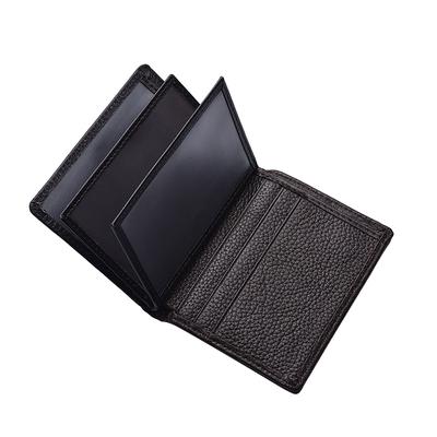 New Men's Genuine Leather Lychee Pattern Short Wallet First Layer Cowhide Vertical Driving License Bag Card Men's Money Bag