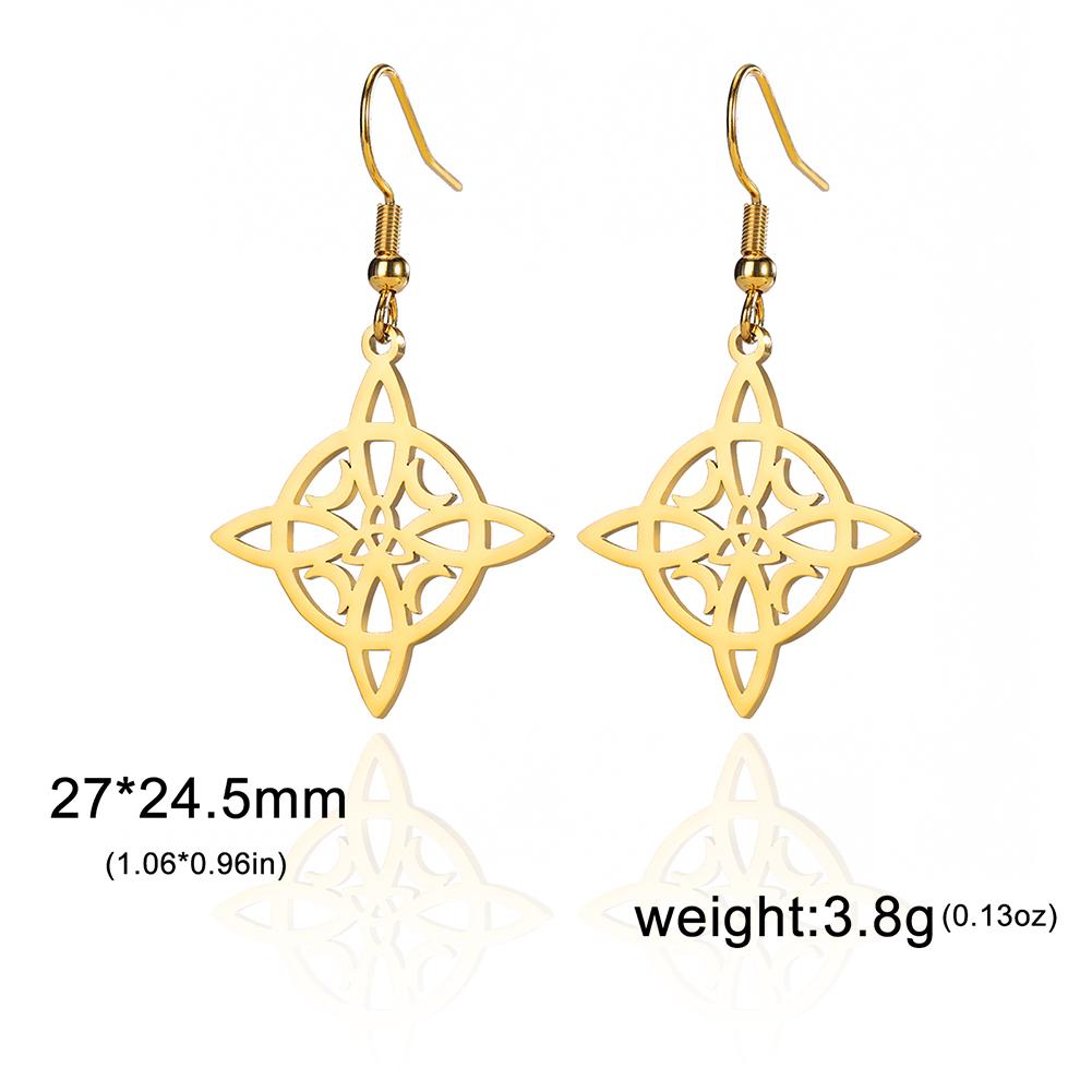 Lucktune Witch Knot Witchcraft Drop Earrings Women Stainless Steel Triskele Ankh Pentagram Symbol Earrings Vintage Jewelry Gift