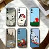 Cartoon T-S-noopy-PC Phone Case Black Silicone Soft For Samsung Galaxy A73,A72,A71,A70,A53,A52,A51