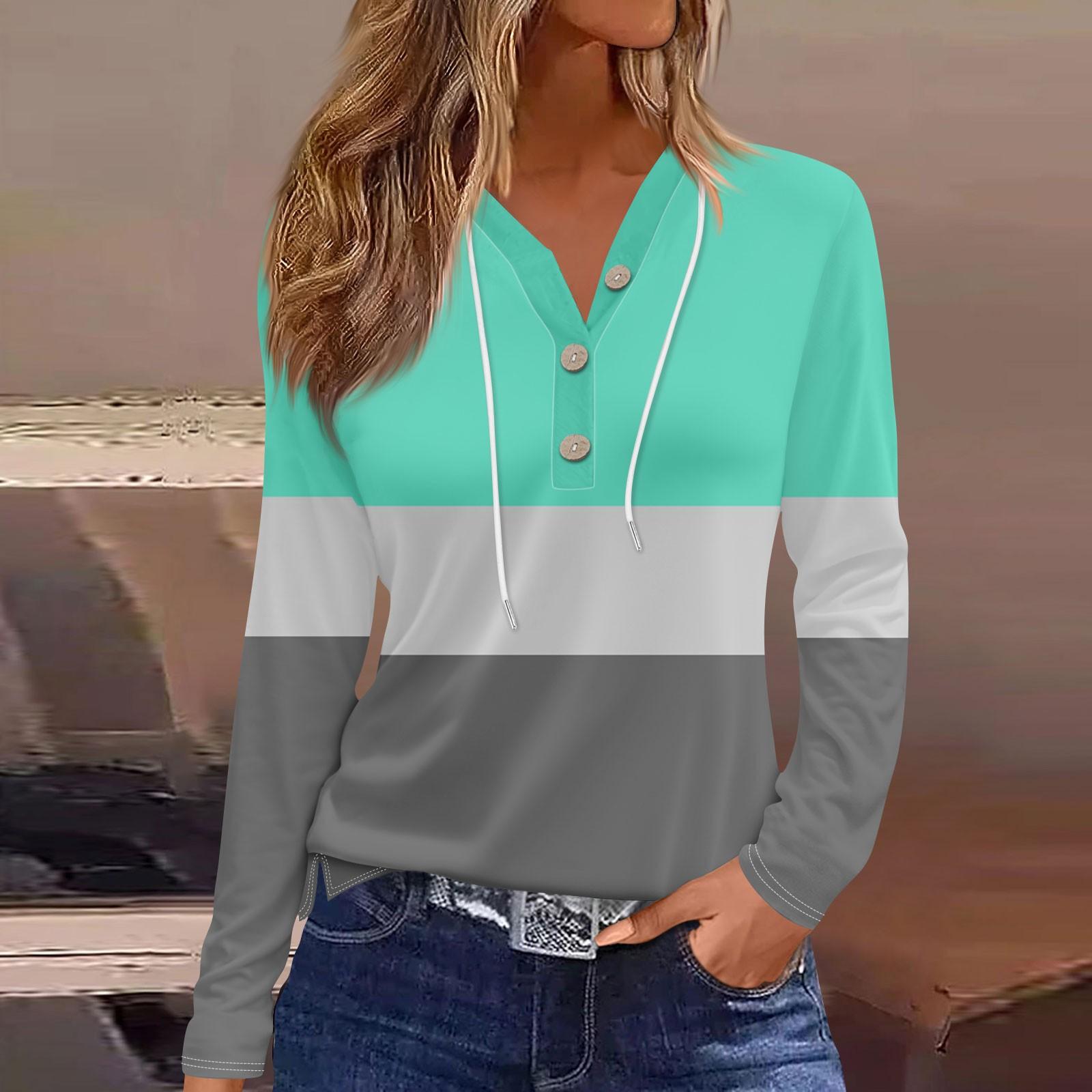 

Женская футболка с принтом на пуговицах, длинный рукав, повседневная, выходного дня, модная, базовая, с V-образным вырезом, обычная, с капюшоном XXXL темно-зеленого