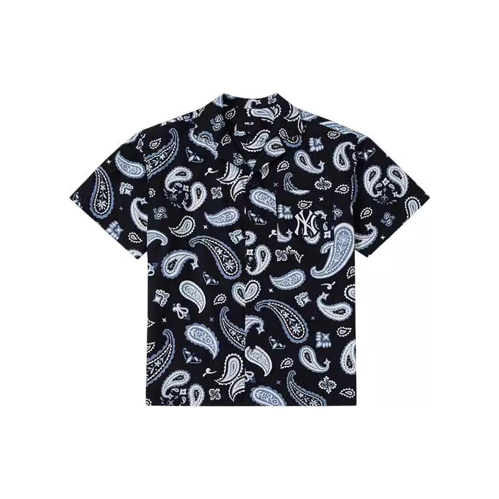 MLB Cashew Flowers Shirts Unisex Black Lapel Moderate Other 3AWSI0133-50BKS