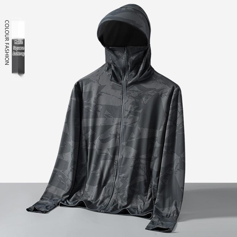 Herren Plus Size Eis-Seiden-Netz UV-Schutz Camouflage Sommerjacke
