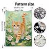 Frameless DIY Pearl Bead Painting Kit Orange Cat Pattern Creative Relaxing Craft Canvas Home Decor Adult Gift