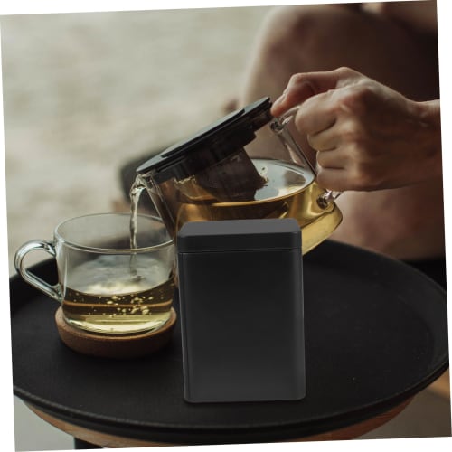 OFFSCH Metal Tea Canister, Black, Square, Tea Canister, Storage Container, Coffee Can, Airtight, Small, Square, Tea Canister, Tea Can, Snack Can, Iron