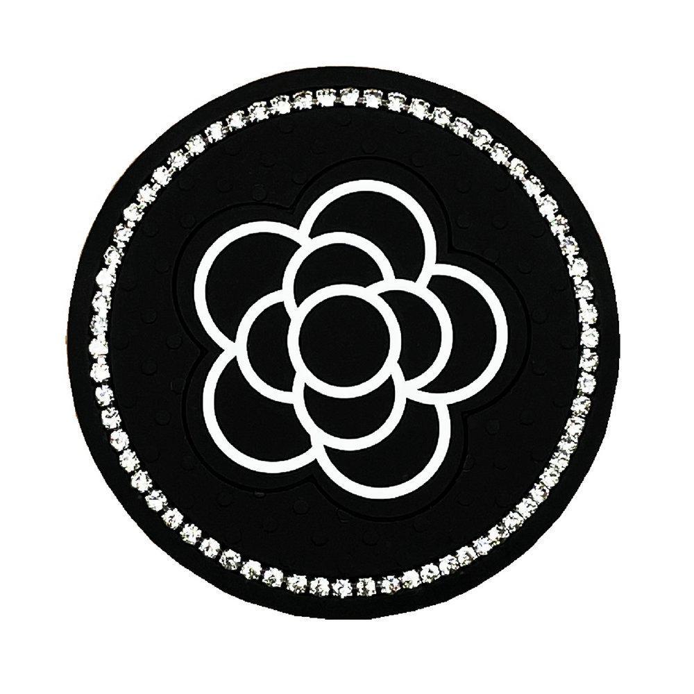 Black & White Grid Diamond Car Coaster: Multifunctional Anti-Slip Mat for Interior and Door Slot Storage