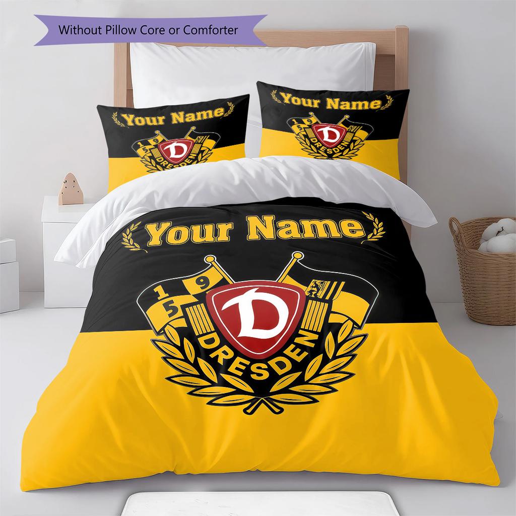 Custom Name Dresden Crest Bedding,Quilt Set Quilt Cover Pillowcase Home Birthday Gift (1 * Duvet Cover + 2 * Pillowcase, Without Core)