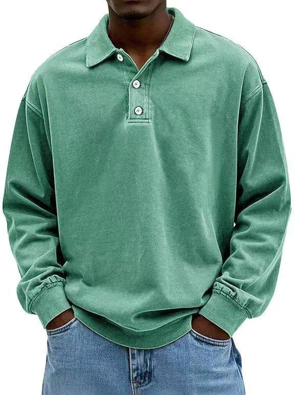 Autumn/Winter Men's Stylish Long-Sleeve Button-Down Polo Shirt with Collar