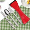 Portable Stainless Steel Cutlery Set: Fork, Soup Spoon, and Chopsticks with Storage Bag