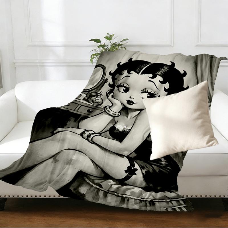 Betty Boop Print Blanket - Soft & Comfortable, for Bedroom, Travel, Sofa, Home Decoration - Birthday Christmas Gift for Friend