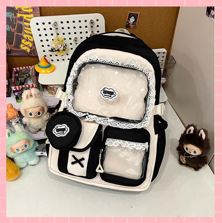 

Japanese Anime Girl School Backpack With Multicompartment Nylon For Students чёрный