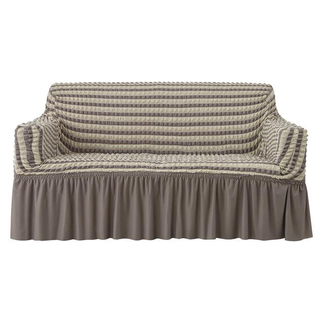 Ruffled Seersucker Sofa Cover for Living Room Thick Elastic Solid Stretch Couch Slipcovers 1/2/3/4 Seater Sofa Armchair Cover