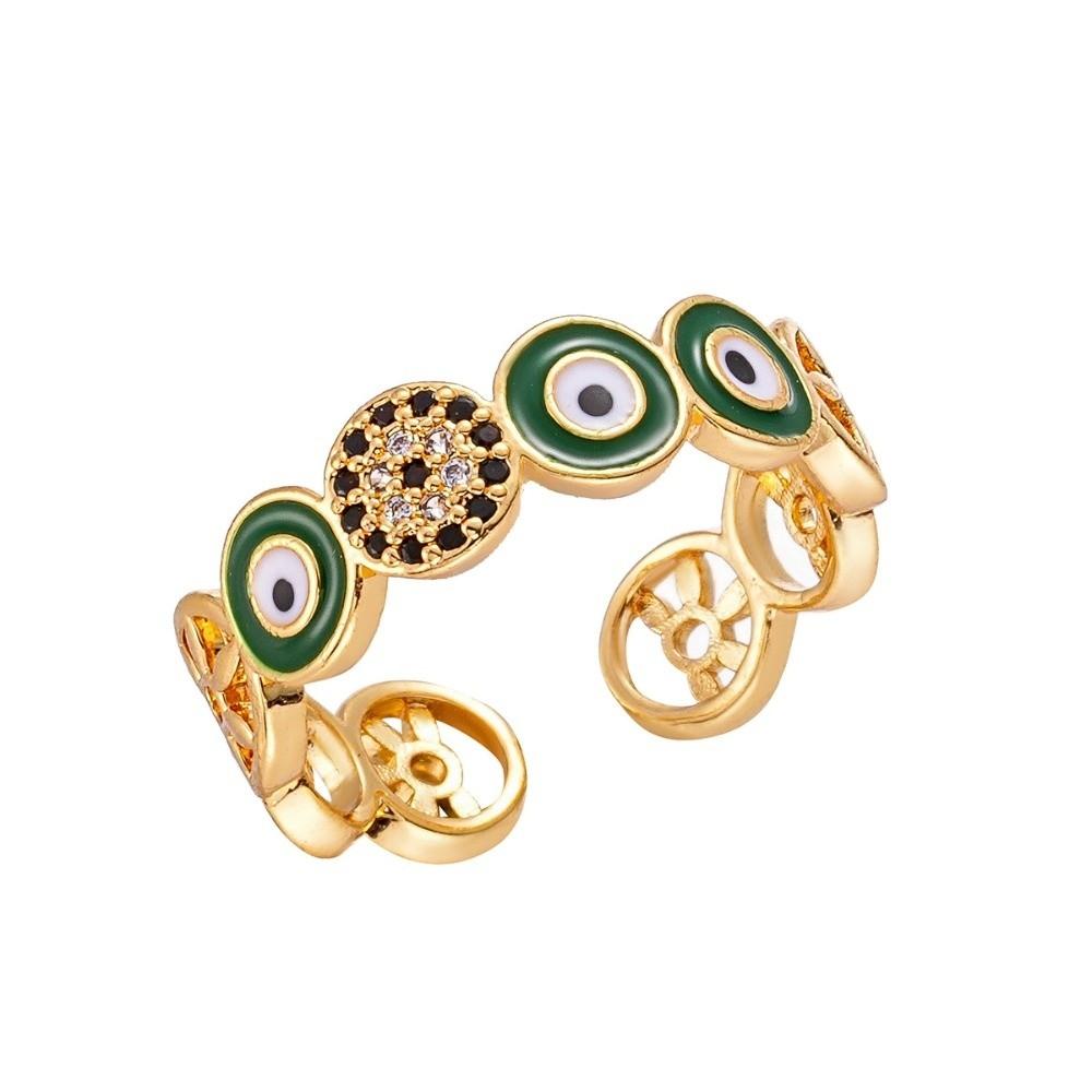

Zinc Zinc Alloy Copper Glaze Luxury Ring Pleated Devil s Eye Opening Finger Ring Devil s Eye Ring Girls StyleG Green