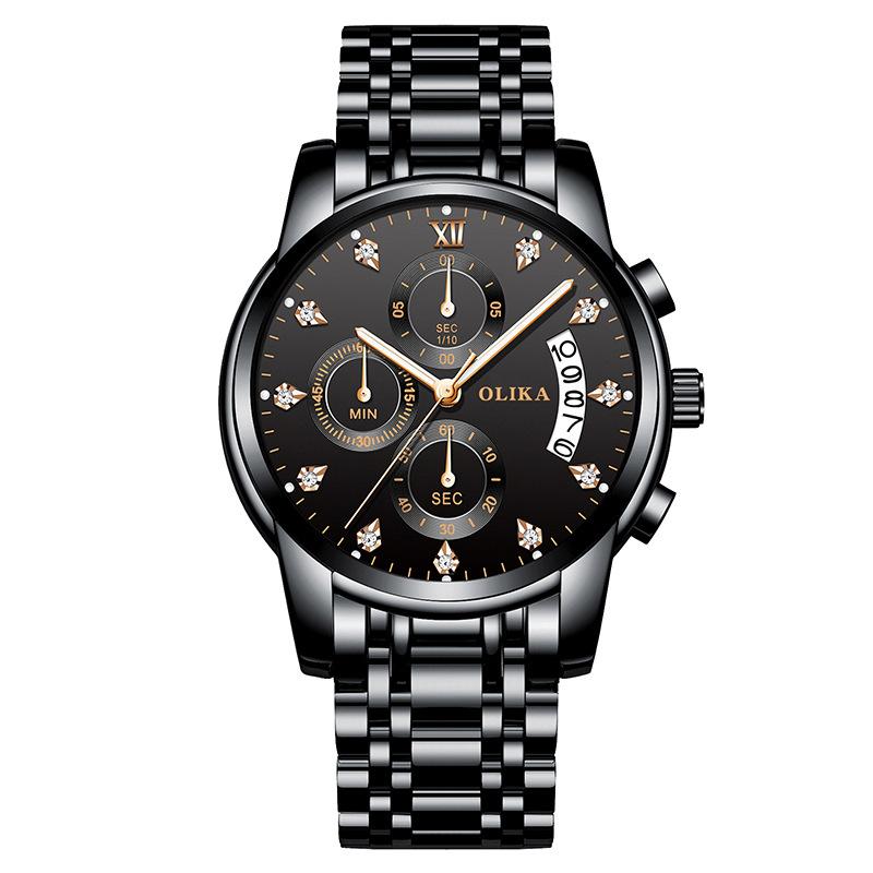 New Top Brand Men's Waterproof Watch Multifunctional Chronograph with Luminous Stainless Steel Solid Steel Quartz Watch