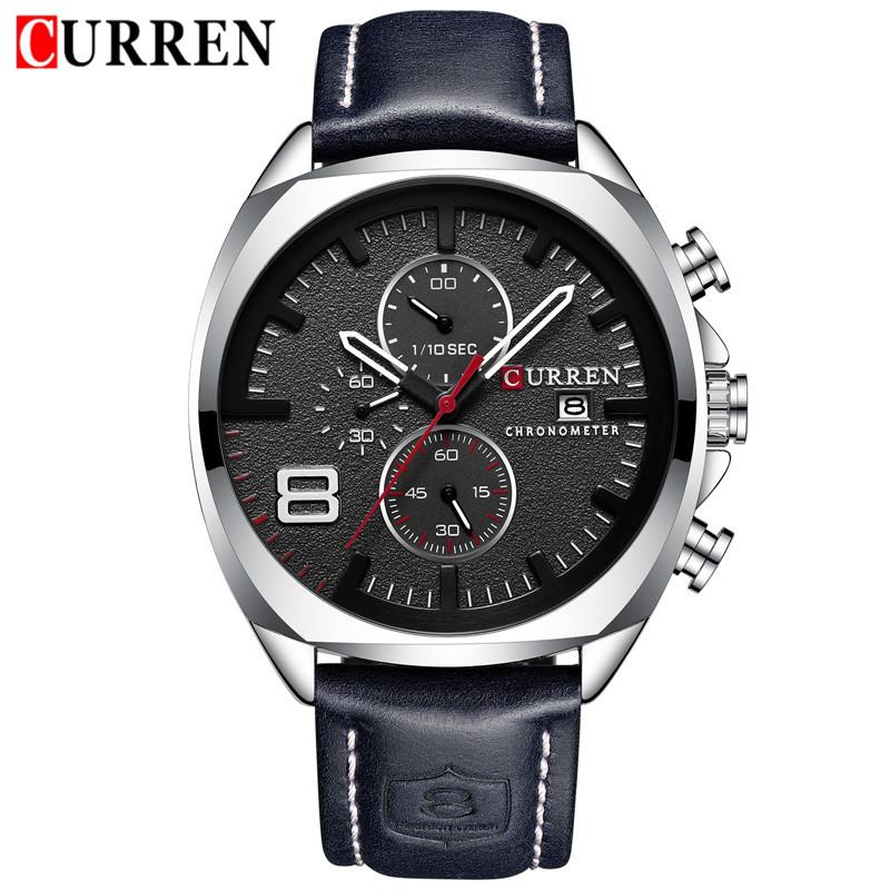 CURREN Uhr Herren Wasserdicht Chronograph Sport Militär Männliche Uhr Mann Top Marke Luxus Leder Armbanduhr Relogio Masculino 8324