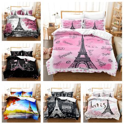 3D-Druck Pariser Turm Bettwäsche Romantische Liebe Daunen Bettbezüge Kissenbezüge 2/3 Stück Damen Mädchen Heimtextilien, Geschenke