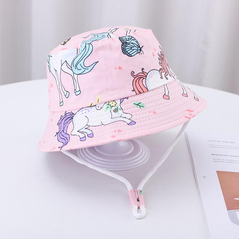 2025 Children's Cartoon Bucket Hat: Cute Car & Dinosaur Print, Summer Cotton Beach Fisherman Hat