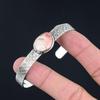 925 Silver Oval Natural Rhodochrosite Heart Chakra Handmade Boho Bangle Jewelry