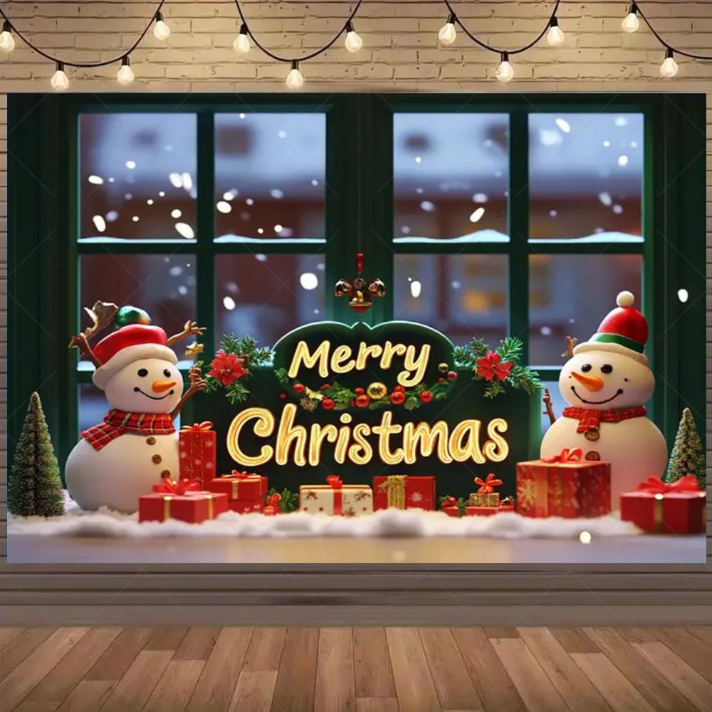 Merry Christmas Background Supplies Winter Snowman Santa Claus Backdrop Xmas Tree Party Decoration Christmas Photography Props