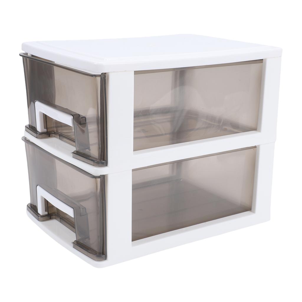 Schreibtisch mit 2 Schubladen, Kunststoff, stapelbar, transparent, Desktop-Aufbewahrungsbox für Büromaterial, für Zuhause, Wohnheim
