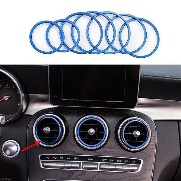 For Benz X253 GLC 2016- Console Air Outlet Aluminum Blue Vent Ring Trim 7PCS