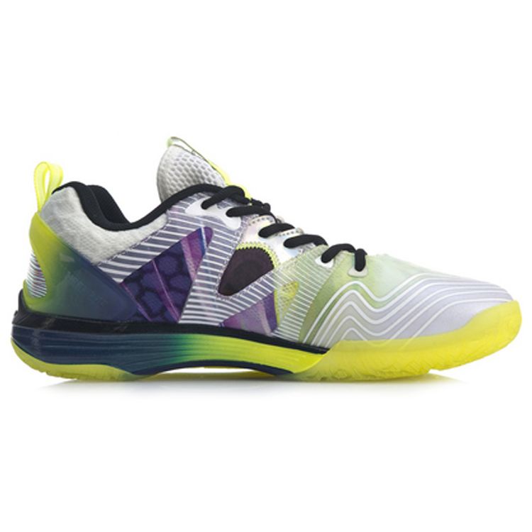 Li Ning Breathable Rebound Badminton Professional Competition Shoes Unisex Shoes White Green Blue AYAQ003-1