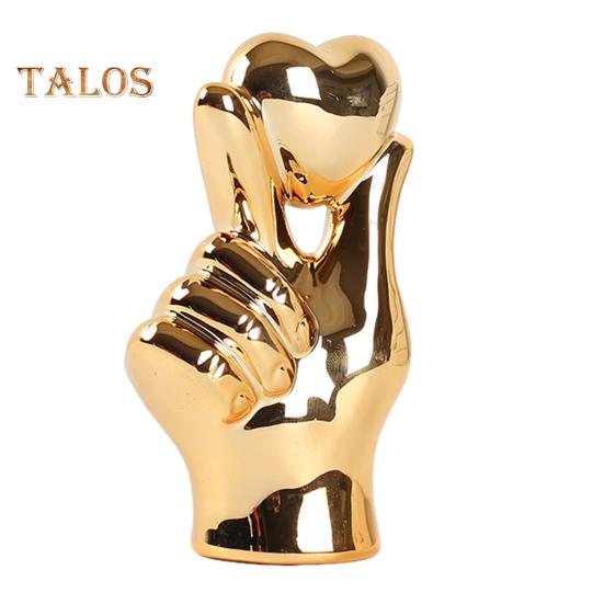 1/2 stk Kjærlighet Hjerte Gest Figur Holder Hjerte Hånd Keramisk Statue Skulptur Hjem Kontor Bryllupsfest Skrivebordsdekorasjon Ornament