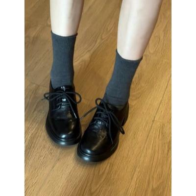 Sheepskin Version~ Retro Thick-soled Women's Leather Versatile Round Head Lace-up Commuter Small Leather Shoes