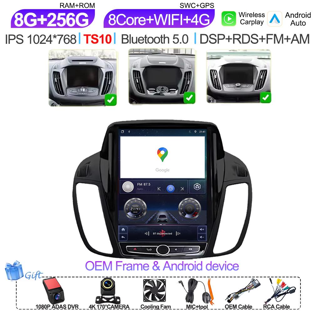 pdzh2 9.7 inch Car Android Auto For Ford KUGA C-max Escape 2013 - 2015 Multimedia Player Stereo GPS Navigation Head Unit Touch Screen
