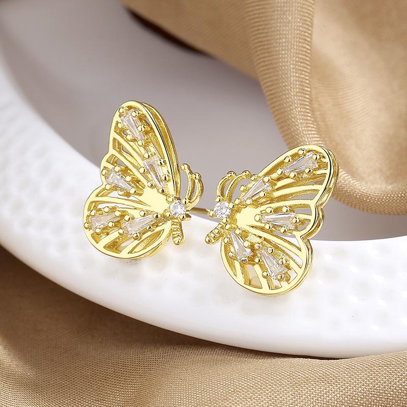 New 925 Sterling Silver AAA Zircon Stud Earrings for Women Fashion Exquisite Student Girlfriend Jewelry Accessories Heart Gift