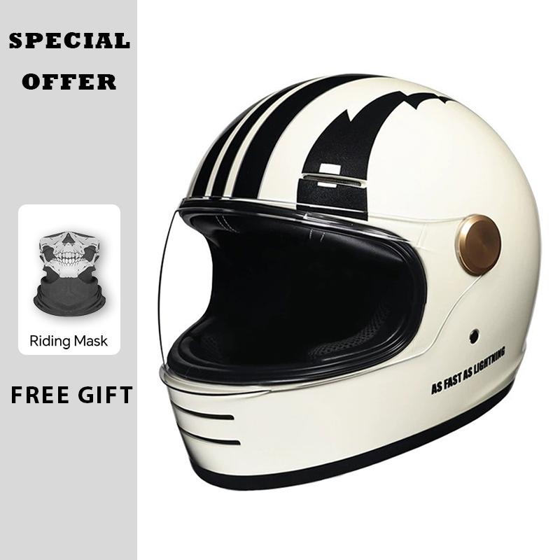 Retro Full Face Motorcycle Helmets DOT Certified Safety Protection Men Woman Unisex Classic Design Leather Full Helmet ABS Shell