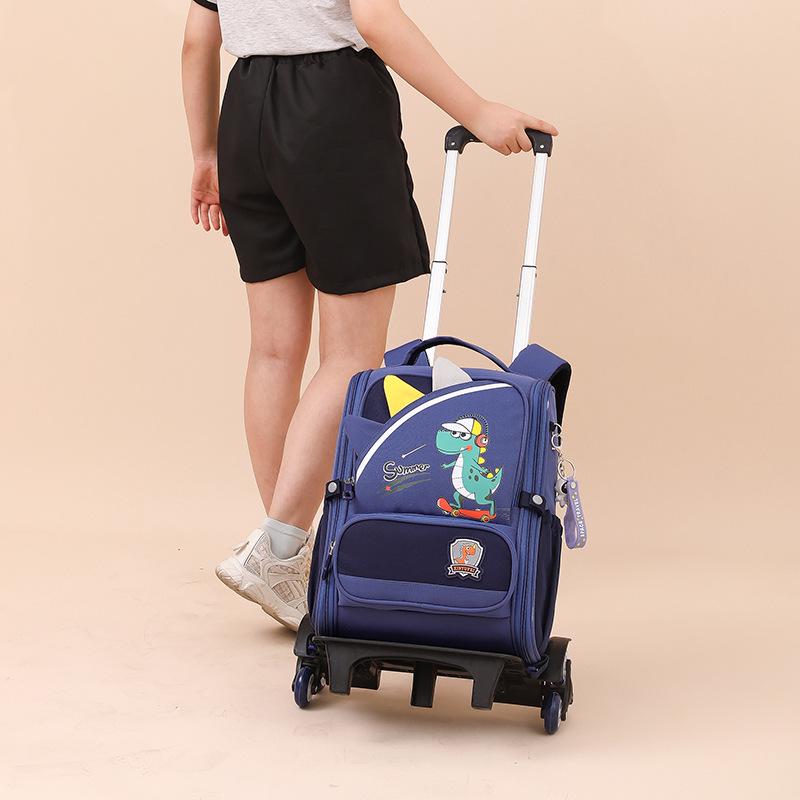Large Capacity Trolley School Bag for Girls, Grades 3-6 - Stair Climbing & Detachable Design