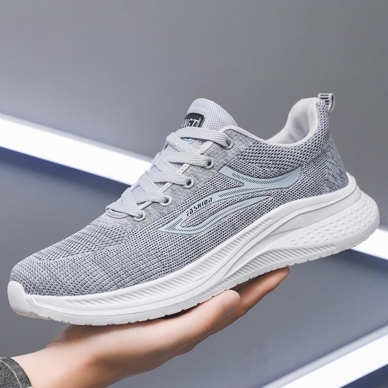 Men's and women's autumn men's shoes winter lightweight sports shoes men's casual shoes thickened lightweight large size shoes fly-woven mesh shoes