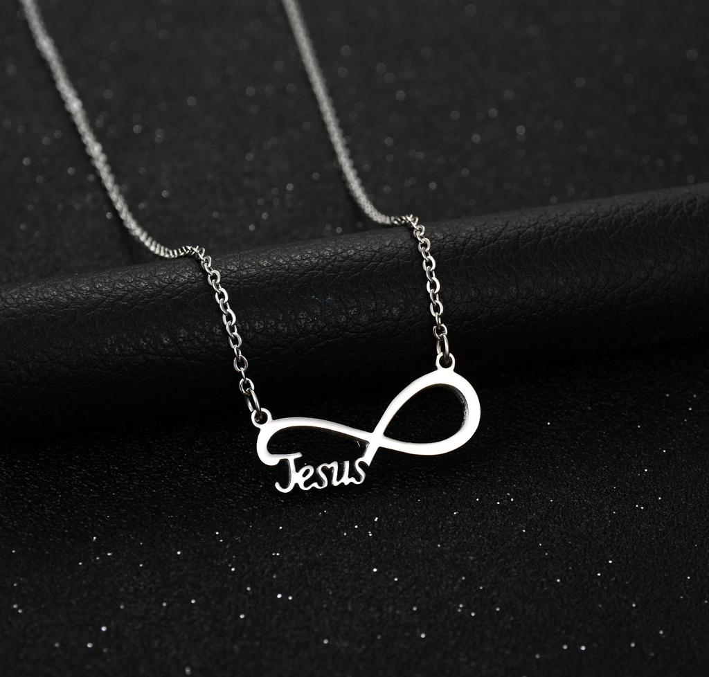 Atoztide Fashion Infinity Jesus Heartbeat Necklace For Women Stainless Steel Endless Forever Love Friendship Jewerly Gift