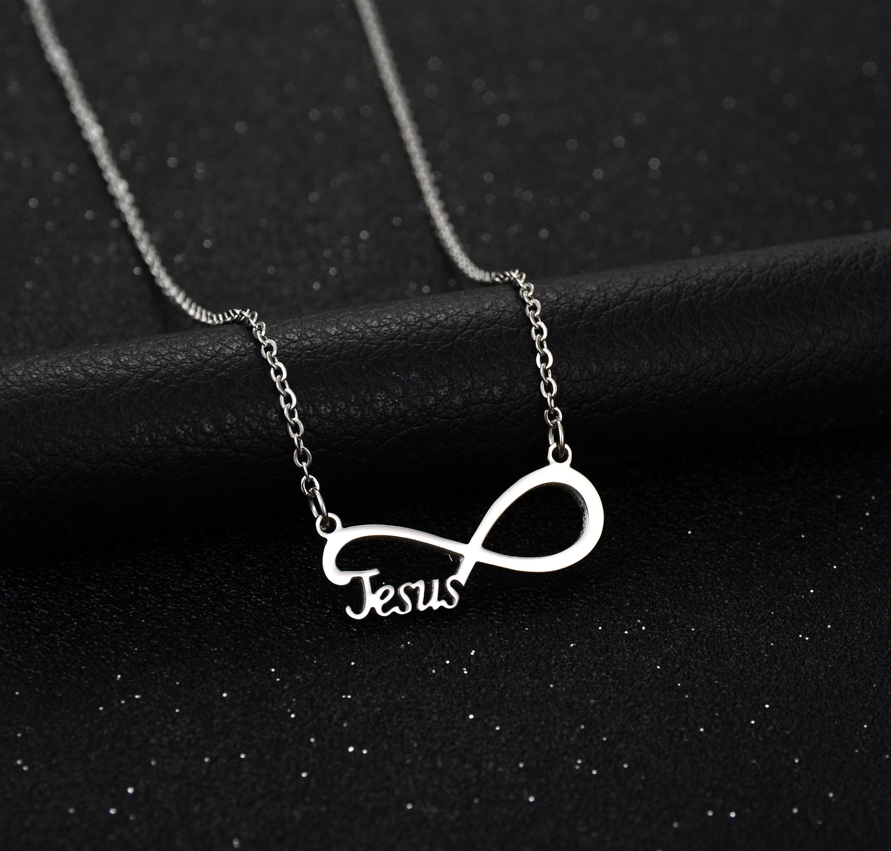 Atoztide Fashion Infinity Jesus Heartbeat Necklace For Women Stainless Steel Endless Forever Love Friendship Jewerly Gift