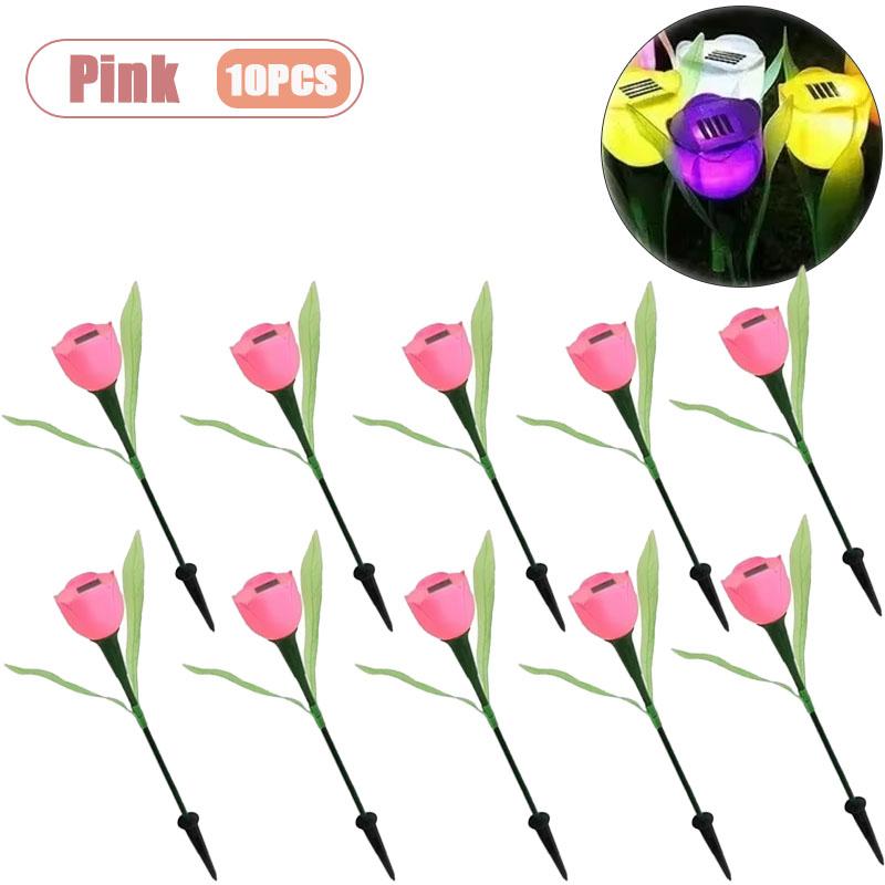 1-10PCS Solar Tulip Light Auto on At Dusk Waterproof Outdoor Garden Patio Decorative Night Lamp for Landscape Pathway Lawn