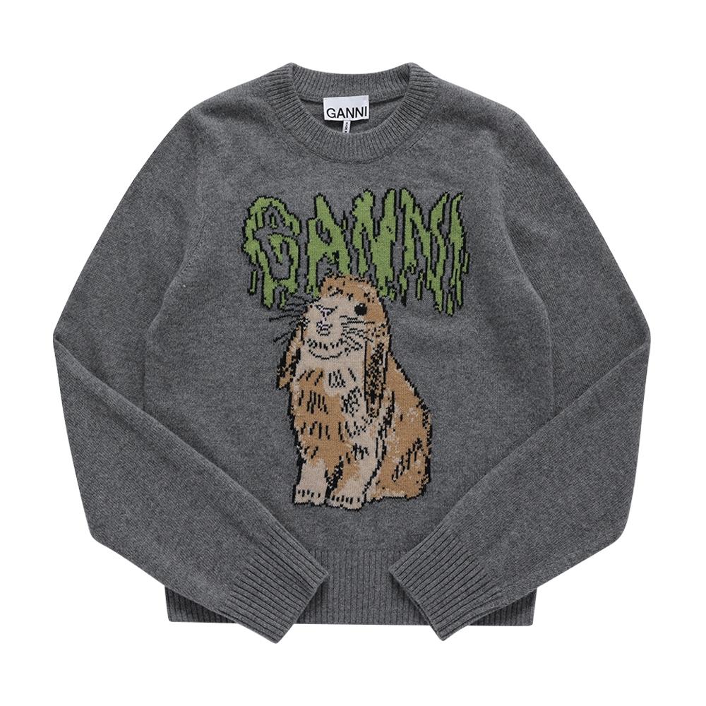 

Ganni K2502 523 Жіночий трикотаж з вовни з логотипом у вигляді кролика K2502 523 (M)